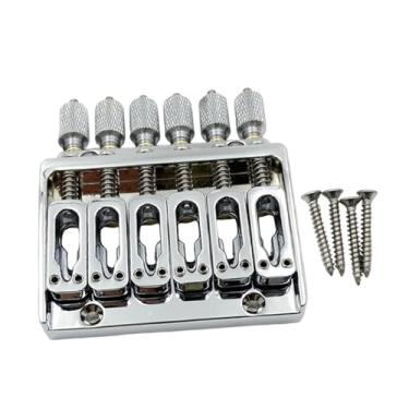 Imagem de menolana Guitarra de 6 cordas sem cabeça com ponte fixa, acessórios para instrumentos musicais, construção robusta, placa de liga de zinco moderna e estável, Prata