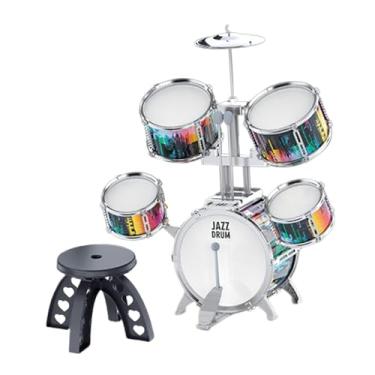 Imagem de Generic Conjunto de bateria infantil, brinquedo educativo para o dia crianças, PVC, inclui baquetas, banco, brinquedo musical para concerto, atividades de, Borda de Prata