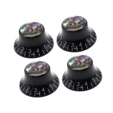 Imagem de JWQFBC 4 Botões de Guitarra em Formato de Chapéu, Potenciômetros para Controle de Volume E Tom para Baixos, Letras Pretas E Brancas