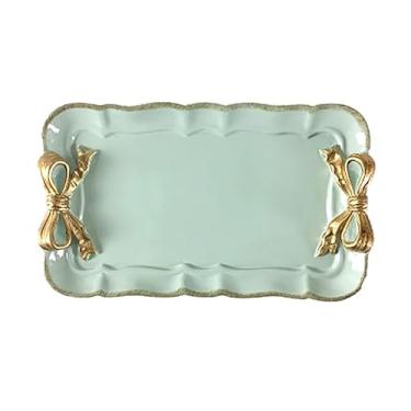Imagem de Bandeja decorativa vintage, 1 bandeja vintage de resina com nó de laço para toalha, bandejas de frutas, anéis, pulseiras, brincos