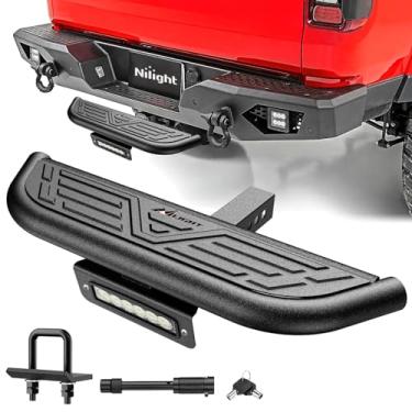 Imagem de Nilight Receptor universal de engate de 5 cm com luz LED, trava de pino e parafusos em U estabilizados, protetor de para-choque traseiro para caminhonetes Vans SUVs ATVs