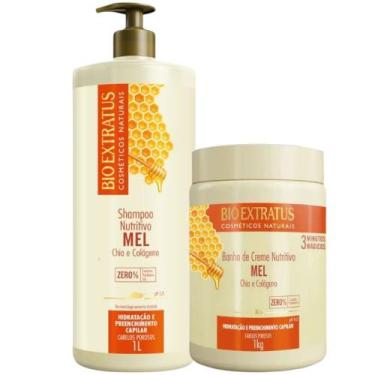 Imagem de Kit 1 Shampoo 1 Banho de Creme Mel Nutritivo 1 Bio Extratus - BIOEXTRA