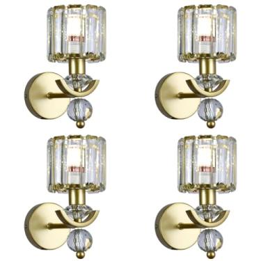 Imagem de Kit 4x Arandela De Parede Cristal Dourada Golden Shine E14