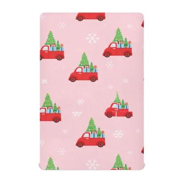 Imagem de Burbuja Lençol de berço Red Trucks para meninos e meninas, lençol com elástico 71 x 132 cm para colchões de berço padrão e infantil, macio e respirável