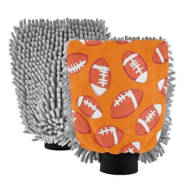 Imagem de STAYTOP Luvas de lavagem de carro de futebol americano, 2 peças, luvas de microfibra de chenille, sem arranhões, panos de esponja de lavagem ultra absorventes para carros, limpeza doméstica - M