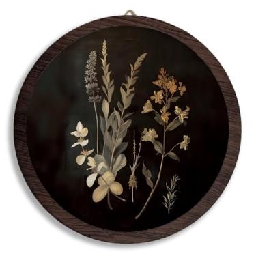 Imagem de TFKFJLF Moody Arte de parede emoldurada botânica vintage, arte de parede com estampas florais modernas de meados do século, arte de parede, decoração de flores para quarto, sala de estar, banheiro