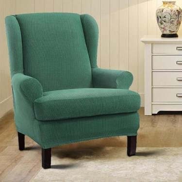 Imagem de Capa elástica para sofá, poltrona, protetor de móveis, macio com fundo elástico, para sala de jantar, escritório, decoração de casa, sala de estar, verde cipreste ||Tamanho regular