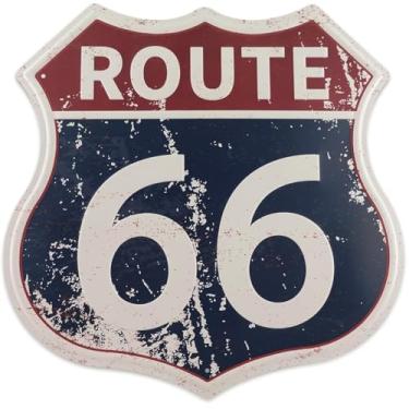 Imagem de Placa Route 66 - Placas de lata fáceis de pendurar, estilo vintage, 30 x 30 cm | Route 66, decoração para quarto, caverna masculina, garagem, oficina, bar, café - decoração de parede de carros retrô