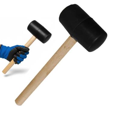 Imagem de Martelo Borracha Marreta Cabo Madeira Assentamento Piso Chao Cemarica Montagem Reparo Manutençao Moveis Mercenaria