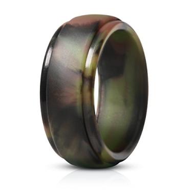 Imagem de Anéis de Silicone Masculino da Saco Band - 7 Anéis/1 Anel de Borracha Alianças de Casamento, 1 Ring - Camo, 10.5 - 11 (20.6mm)