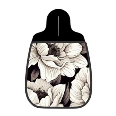 Imagem de Lixeira De Carro Organizador Lixinhocar Floral Branco e Preto Clássico