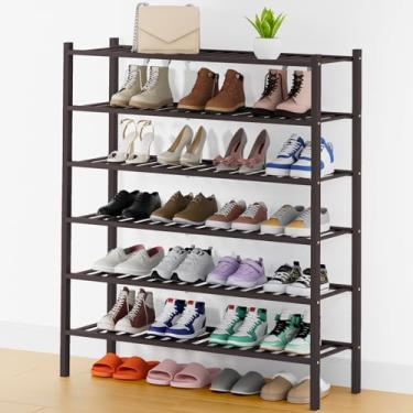 Imagem de Smiry Sapateira, organizador de sapatos de bambu longo de 6 camadas de espessura, prateleira empilhável de madeira para armário, entrada, entrada da porta da frente, marrom