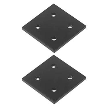Imagem de aqxreight 2 Peças Placa de Junção Fixador de Canto Suporte Retangular Perfil de Alumínio Conexão para Madeira 4 Furos 2040 Deformação RESISTENTE Liga Oxidada Mais Compressiva Possui Bom Sob (8080)