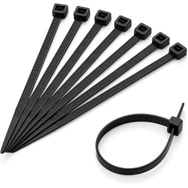 Imagem de Kit com 100 Unidades Abraçadeira de Nylon 5 × 400 mm Preta Trava por Catraca para Organização de Cabos e Objetos