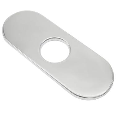 Imagem de Cionyce Placa de torneira de 15 cm, capa de escudo de aço inoxidável para pia de banheiro central, tampa de orifício de torneira de ajuste universal para modernização e atualização de pia (cromada)