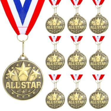 Imagem de Cunno 20 medalhas de ouro de 5 cm para vencedores de prêmios incentivam a participação em equipes para crianças e adultos troféu prêmio presente competições festa de formatura (All Star)