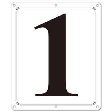 Imagem de i-CowFun Placa numerada de metal premium externa, refletiva de 30,5 x 25,4 cm, placas numeradas de alumínio grandes 1 para estacionamento, quadra de tênis, campo, armazém, corredor, edifício, doca