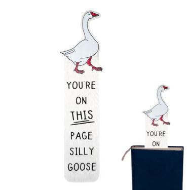 Imagem de Marcador de livro Silly Goose 13 x 3 cm, engraçado, fofo, tolo, material de leitura, acessórios de leitura práticos e divertidos, material escolar para adultos, crianças e adolescentes