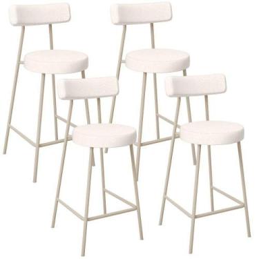 Imagem de Kit 04 Banquetas Baixa Cozinha Sala Jantar Bancada Milão Arena L02 Lin
