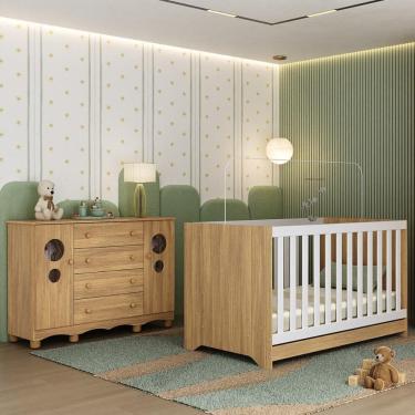 Imagem de Berço Americano 3 em 1 com Cômoda 2 Portas 4 Gavetas Suspiro Multimóveis MP4714