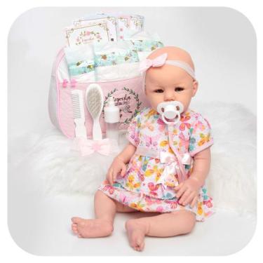 Imagem de Boneca Reborn Realista 48cm Carequinha Recém Nascida + Itens - Cegonha