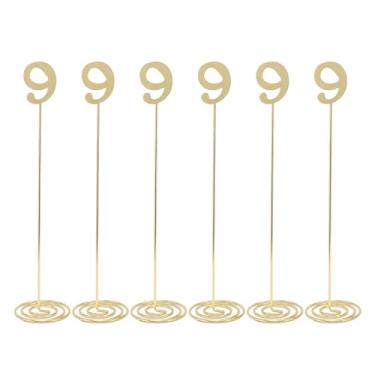 Imagem de CUOFYUNL 6pcs Número de mesa de metal à prova de ferrugem Número de mesa alto requintado com base para banquete de recepção de casamento (9)