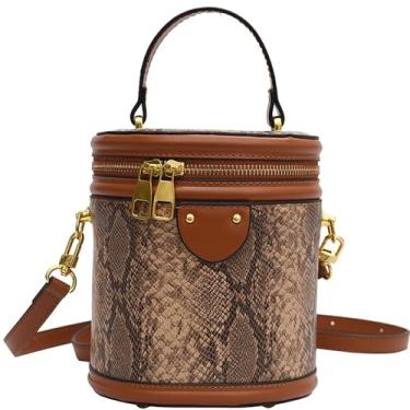 Imagem de RTGGSEL Bolsa tiracolo de malha acolchoada para mulheres pequena bolsa quadrada bolsa de mão com pingente de boneca de coelho, Marrom cobra, Bolsa de ombro feminina