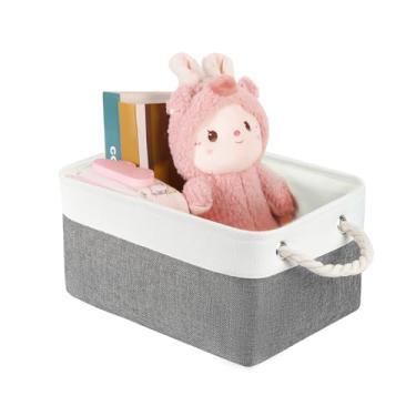 Imagem de LordCom Cestos de armazenamento com alças de algodão resistentes (1 pacote), cestas de armazenamento de tecido para organizar uso para escritório e casa, livros, roupas, brinquedos, caixas de armário