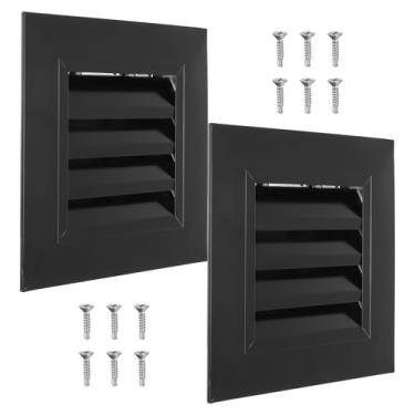 Imagem de PATIKIL Ventilação de frontão de 20 x 20 cm, 2 peças de ventilação de galpão de parede de liga de alumínio grade de ar quadrada com filtro inoxidável para teto de garagem no sótão da casa, tamanho da