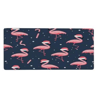 Imagem de Tapete de mouse grande flamingo rosa Natal impermeável computador estendido tapete protetor de mesa tapete antiderrapante base de borracha para escritório, computador, teclado, laptop e mesa de casa