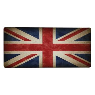 Imagem de Tapete de mouse grande com bandeira retrô britânica à prova d'água para computador estendido tapete protetor de mesa antiderrapante base de borracha para escritório, computador, teclado, laptop e mesa