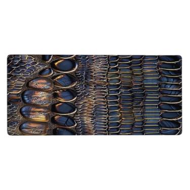 Imagem de Tapete de rato com padrão de arte de pele de cobra grande, impermeável, tapete protetor de mesa estendido para computador, base de borracha antiderrapante para escritório, computador, teclado, laptop