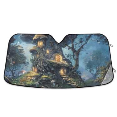 Imagem de Cortinas de carro de casa de cogumelo de conto de fadas para blocos de para-brisa raios UV persianas de janela frontal de carro pequenas