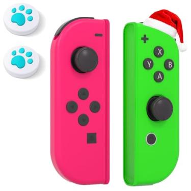 Imagem de Switch Replacement Controller, Switch Controller Compatible with Switch/OLED/Lite,Switch Controllers Support/Screenshot/Wake-up/Motion Control/Dual Vibration,with Two Cute Joystick Hats,Rose Green