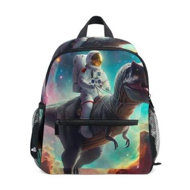 Imagem de GAIGEO Astronaut T Rex Space Backpack for School Kids, 10x4x12 In, School Backpack for Girls Includes Water Bottle Pockets, Whistle Clip for Safety