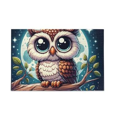 Imagem de Coruja com olhos grandes, jogo de quebra-cabeça para casa, arte de parede, quebra-cabeça engraçado para adultos e crianças, tamanho final 75 x 50 cm