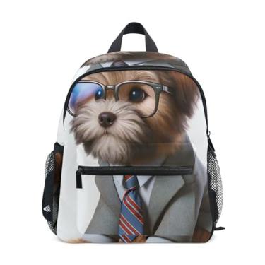 Imagem de GAIGEO Puppy Shaggy Terrier Dog Kids Backpack with Whistle, 2 Bottle Pockets, Lightweight, Back to School Backpacks 10x4x12 In, for Ages 3-8