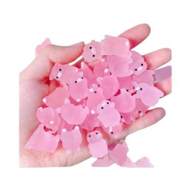 Imagem de Porquinho Rosa Que Brilha No Escuro, Decoração De Paisagem Em Miniatur