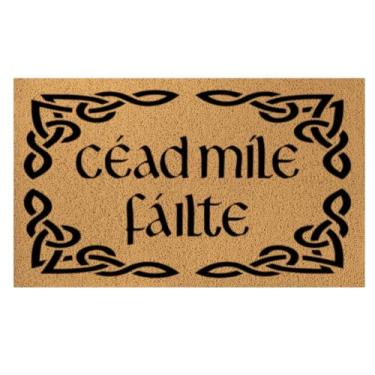 Imagem de ISANOU Cead Mile Failte Tapete de porta de boas-vindas, tapete de porta externo irlandês, capacho antiderrapante para varanda, interior e exterior, cozinha, 76 x 43 cm