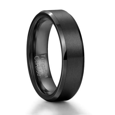 Imagem de Zillaly Aliança de casamento masculina, anéis de tungstênio para homens, 6 mm e 8 mm, acabamento fosco confortável, disponível em várias cores, Carboneto de tungstênio, Sem pedra preciosa