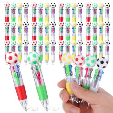 Imagem de Meyeyaia 48 peças de canetas esferográficas multicoloridas de futebol 4 em 1 de 0,5 mm, mini canetas fofas para fãs de futebol, esportes, lembrancinhas, lembrancinhas