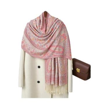 Imagem de Lenço Hijab Retro De Tamanho Grande Para Mulheres Com Estampa Paisley 