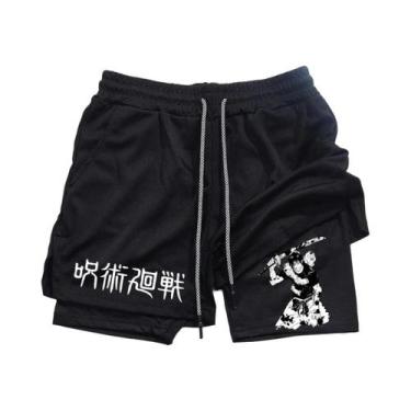 Imagem de Shorts Esportivos Masculinos De Malha Para Academia E Casual, 2 Em 1, 