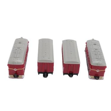 Imagem de Jiawu Conjunto de Trem de Brinquedo de Liga retrô, 4 PeçAs, Alimentado por Fricção para CriançAs, Modelo de Liga Em Escala 1:60, Opção de Presente para Entusiastas de Trem de Todas As Idades