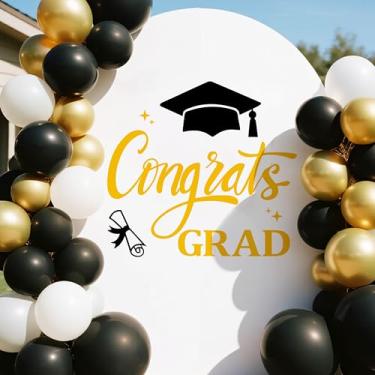 Imagem de KEWUFD Congrats Grad Wall Decal Congrats Grad Sign Balloon Arch Backdrop Class of 2026 Graduation Party Decorations Gold