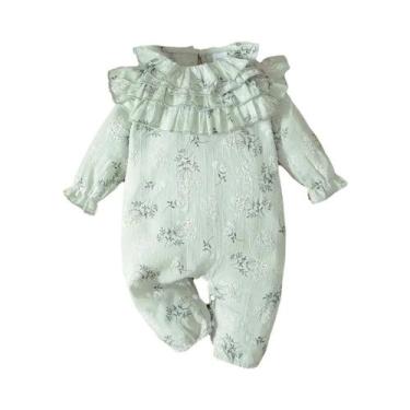 Imagem de Macacão Para Bebê Menina 0-12 Meses, Body De Manga Longa Com Faixa De 