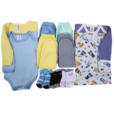 Imagem de Kit C/11 Peças Inverno Camiseta + Mijão + Body Roupas Bebê - Batutinha