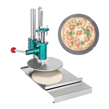 Imagem de Máquina comercial de prensa manual de aço inoxidável para massa de pizza, rolo de massa, cortador de massa, máquina doméstica de prensa de massa de pizza para pizza, tortilla, dosa, 14cm