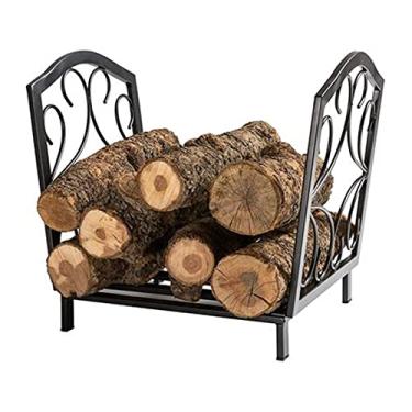 Imagem de Rack de armazenamento de lenha pequenos suportes de lenha de aço resistente para armazenamento de madeira suporte de madeira suporte de tronco de lareira suporte de lenha cesta de madeira (cor: preto