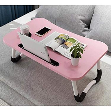 Imagem de Mesa de cama para laptop, bandeja de colo dobrável, suporte de mesa para cama, notebook, mesa portátil, bandeja de cama com suporte de copo